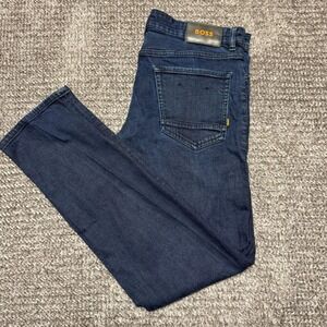 Hugo Boss Mens Maine Regular Fit Jeans Size 36x32 Blue Dark Wash Denim Pants